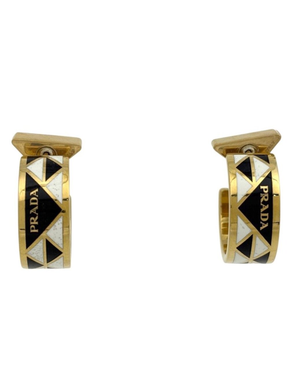 Prada Earrings Metal White Black